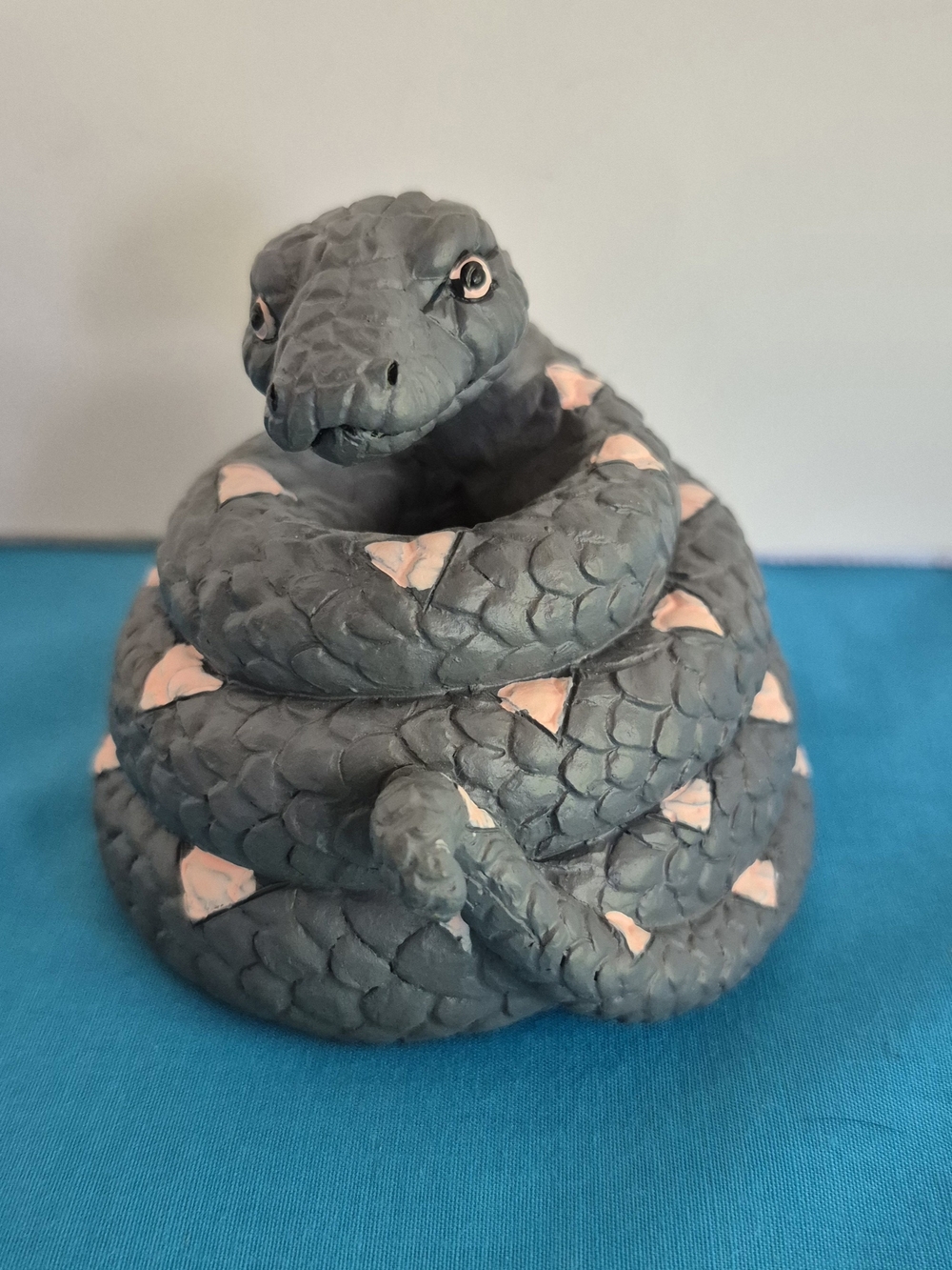 Gray Coiled Snake Reptile Figure Decorative Pet Accessory